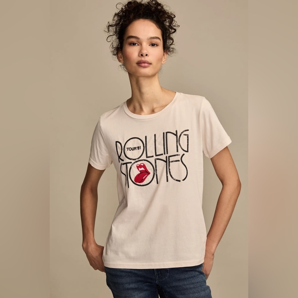 NWT LUCKY BRAND Rolling Stones Tour 81 Classic Crew size small band tee concert